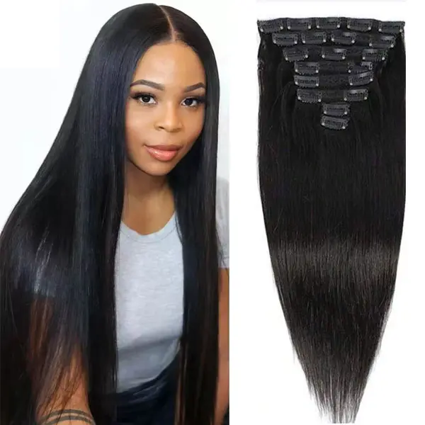 Remy Straight Clip In Hair Extension Human Hair 120g 8Pcs/Set Invisible Natural Seamless Human Hair Clip In Extensions Full Head Brazilian Hair