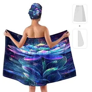 Colorful Lotus Print Bath Wrap & Hair Wrap Set - Soft, Absorbent, Quick-Dry Beach Towel for Spa, Pool, or At Home - Perfect Gift for Mother's Day, Birthdays, and Summer Celebrations - Stylish & Comfortable for All Occasions!