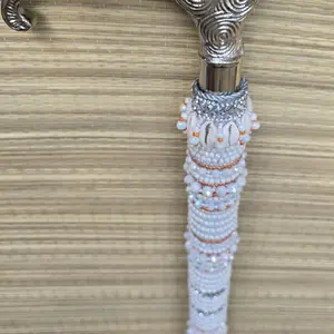 Orisha Obatala Oshagriñan/Obamoro Decorated Cane with Metal Elephant Head Checas Beads Crystals Pearls 36 Inches Fully Cooked