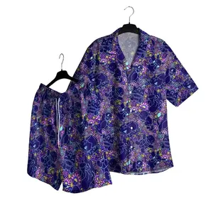 Anime Night PKM Hawaii Set Hawaiian Shirt, Hawaiian Short - For All Ages Palm Tree Anime Manga Shirt Video Game Gifts Summer Beach aloha tropicals