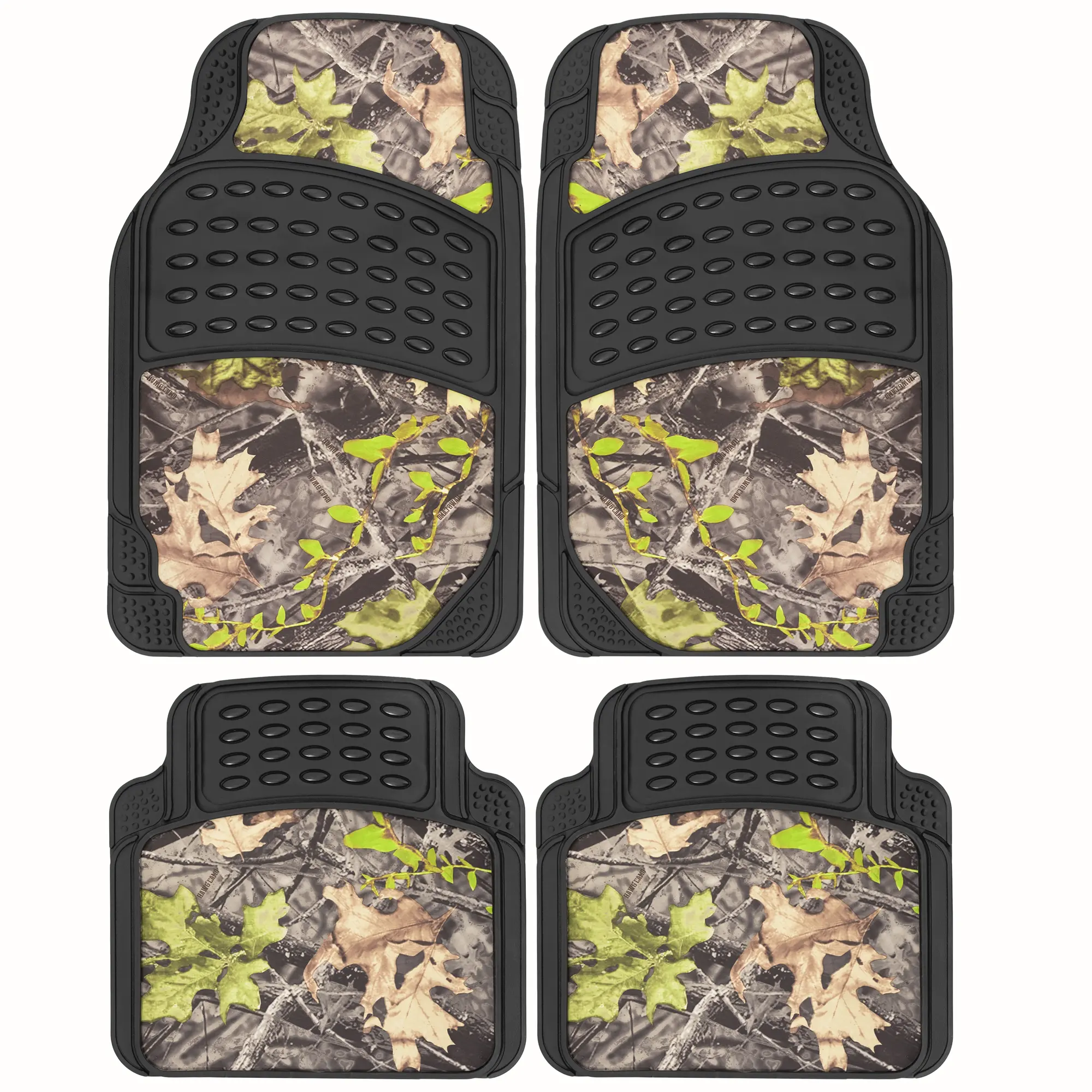 Heavy Duty All Weather Grip Camouflage 4pc Front & Rear Rubber Car Mats - Waterproof Protection for SUV, Van & Truck, All Weather Grip Floor Mats, Car Accessory, Automotive Mats