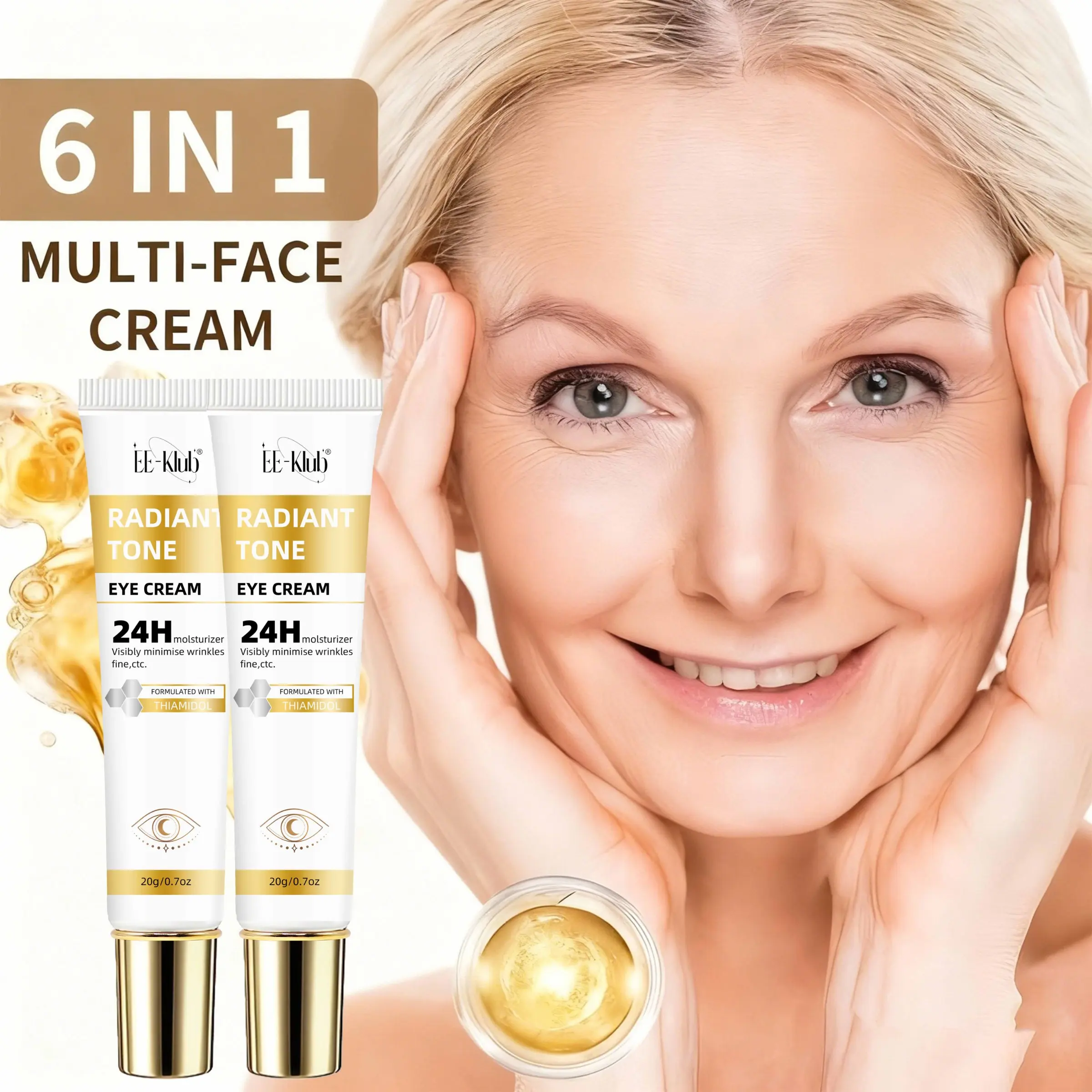 Eye Cream Corrector with Thiamidol and Hyaluronic Acid, Brightening Radiant Tone Eye Cream, Reduces Fine Lines and Wrinkles, Skincare