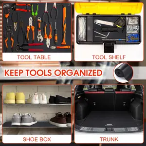 Nuogo Tool Box Liner 1/8 Inch Thick x 24 Inch Wide x 32 Ft Long Tool Box Drawer Liner Non Slip Tools Chest Cabinet Workbench Mat Black Heavy Duty Rubber Shelf Liner for Home Office Workplace