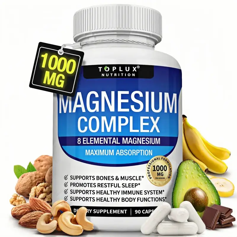 Magnesium Complex 1000mg Made with 8 Elemental Magnesium 90 Capsules Supplement Fitness EdibleHealthcare Dietary Edible Vitamin healthy bone Multielem