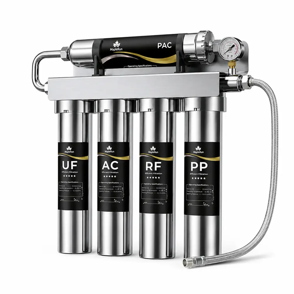 0.01 Micron Ultra-Filtration Under-Sink Water Filtration System, 304 Stainless Steel Water Purifier, High-Flow Kitchen Sink Drinking Filter, No Electricity Needed