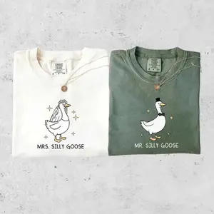 Comfort Colors Silly Goose Couple T-Shirtst, Married Couple Matching Shirt, Bride To Be Funny Goose Lover Shirt, Wedding Gift
