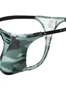 Men's Low Waist Sexy Thong Underwear, Military Style Camouflage, High Elasticity Comfortable Breathable, All Seasons Wear