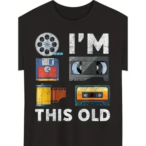 i'm this old retro tech shirt, vintage media nostalgia graphic tee, 80s 90s throwback tshirt, oversized men's t shirt, gen x streetwear, casual cotton short sleeve top