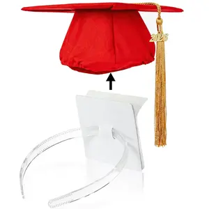 Graduation Cap Headband, Anti-Slip Insert for Grad Hat, Grad Cap Headband for Graduates, Students, Women, Pack of 1, Clear, Without Hat