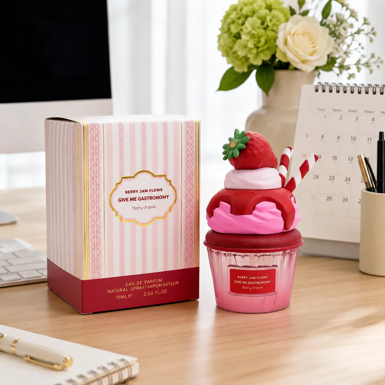 Sweet Strawberry Milk Perfume for Women 75ml, Fruity Gourmand Scent with Fresh Berry, Whipped Cream & Sugar Notes, Elegant Daily Wear Fragrance Spray, Romantic Gift Choice