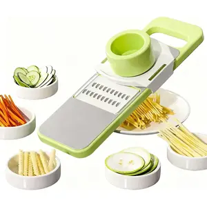 6-in-1 Mandoline Slicer for Kitchen with Interchangeable Blades, Multi-Veggie Cutter, Food Chopper with Stainless Steel Blades, Safe Hand Guard, Ideal for Salad, Meal Prep & Healthy Cooking