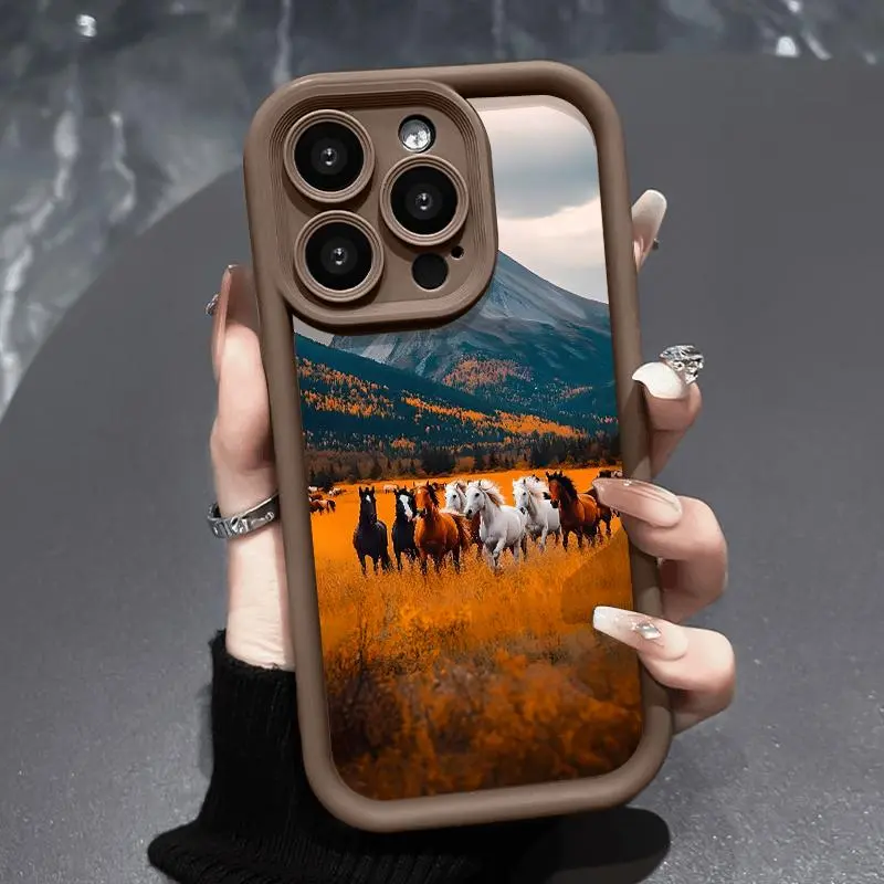 Horse Artwork TPU Plastic Phone Case for iPhone 17/16/15/14/13/12/11/XR/XS (Pro Max, Plus, Standard) - Shockproof Slim Fit, Full Cover Camera Guard, Durable iOS-Fitting Cellphone Accessory, Accessories, Fits Ios