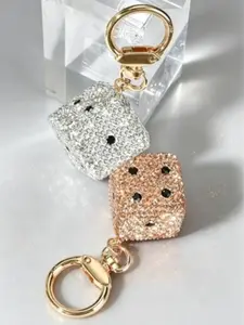 Unique Rhinestone Dice Keychain, Ideal for Graduation & School, Stylish Car Key & Phone Accessory for Girls & Children