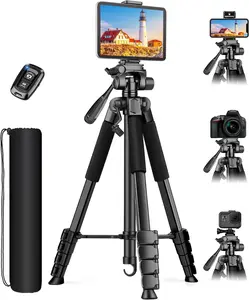 68" Phone Tripod Stand, Tablet Tripod for  iPad with Remote and Holder, Phone Stand for Video Recording Travel Photo Vlog Photography, Compatible with Smartphone Digital Camera