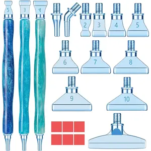 Painting Pen Accessories Tools Set,3PCS Glitter  Art Pen and 12 count Blue Metal Screw Thread Multi Placer Tips,  Painting Drill Pens for DIY  Art