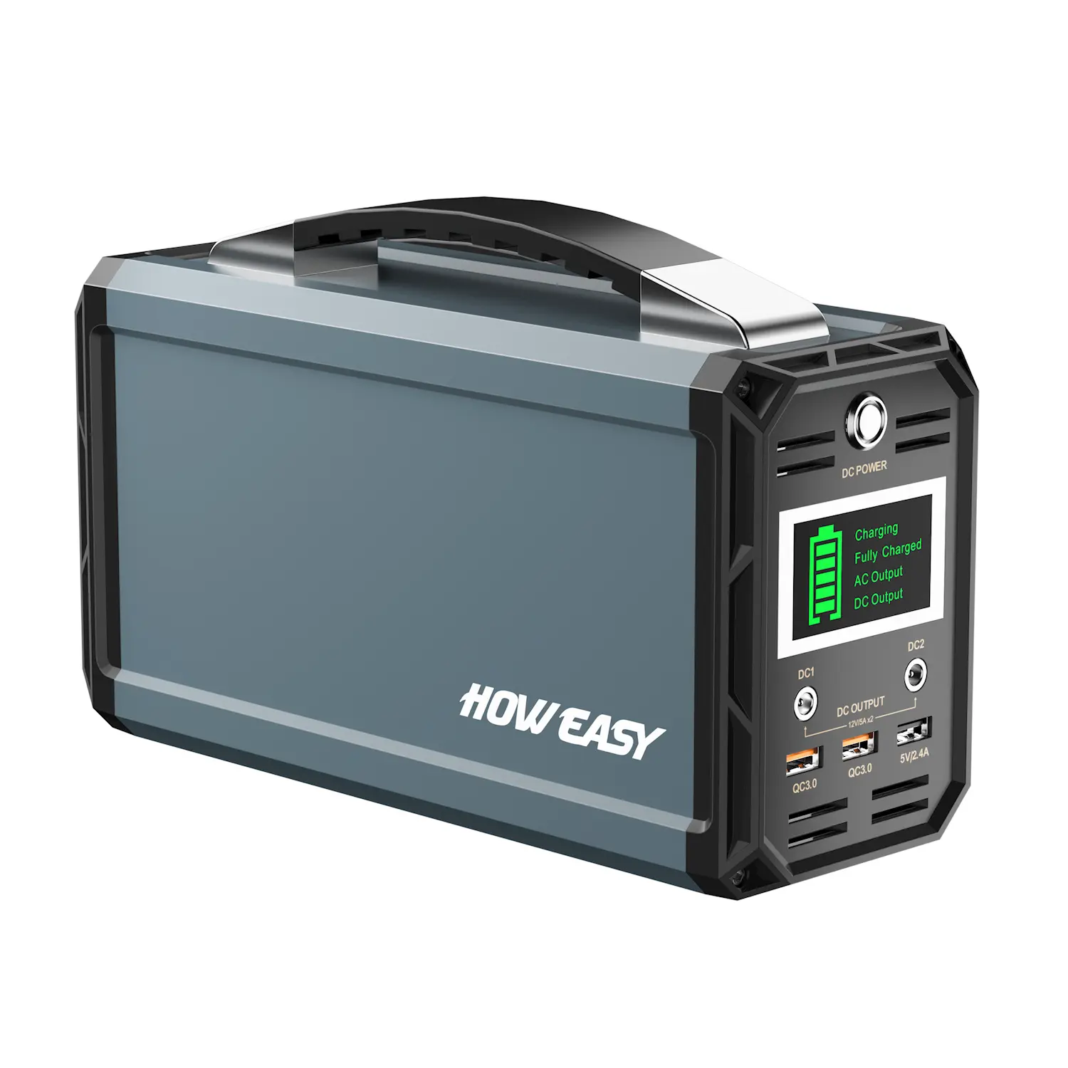 Howeasy Aluminum Alloy 300W Portable Power Station - 222Wh Lithium Battery, AC Socket, QC3.0, USB 3.0, DC Ports, Car Charger Compatible, Solar Panels Ready, Overload Protection, Blackout Ready for Phones, Laptops, Home, Cameras, On The Road