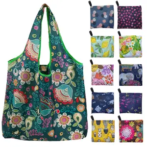 10 Pack Reusable Grocery Shopping Bags Foldable Grocery Tote Bags with Attached Bags Machine Washable Eco-Friendly Folding Colorful Durable