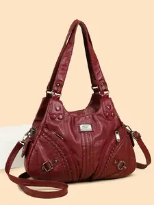 Trendy Heart Rivet Crossbody Bag, Large Capacity PU Leather Shoulder Bag, Bohemian Crossbody Bag, Boho Style, Multi-Pocket Design, Durable and Stain-Resistant, Travel & Casual, Hobo Crossbody Bag