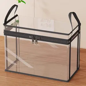 Large-sized transparent thickened flip-top plastic storage box, sturdy and durable with large capacity. Ideal for home use, camping, travel, attic storage and moving.