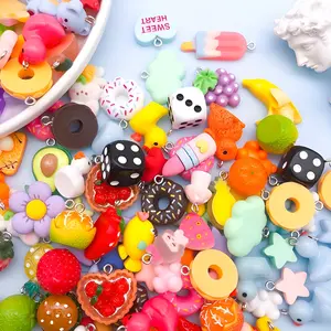 70g vibrant mix resin charms - whimsical animal, fruit, and food series - colorful DIY jewelry making for necklaces, bracelets, and earrings, perfect for handicraft enthusiasts and jewelry making supplies