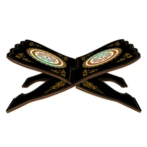 Fasting Month Wooden Bookshelf Set, a foldable X-shaped wooden bookshelf Book Rack for table and tabletop display, perfect as a home decoration for reading and decorating during Ramadan