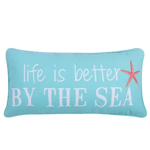 Teal Life is Better by the Sea Pillow