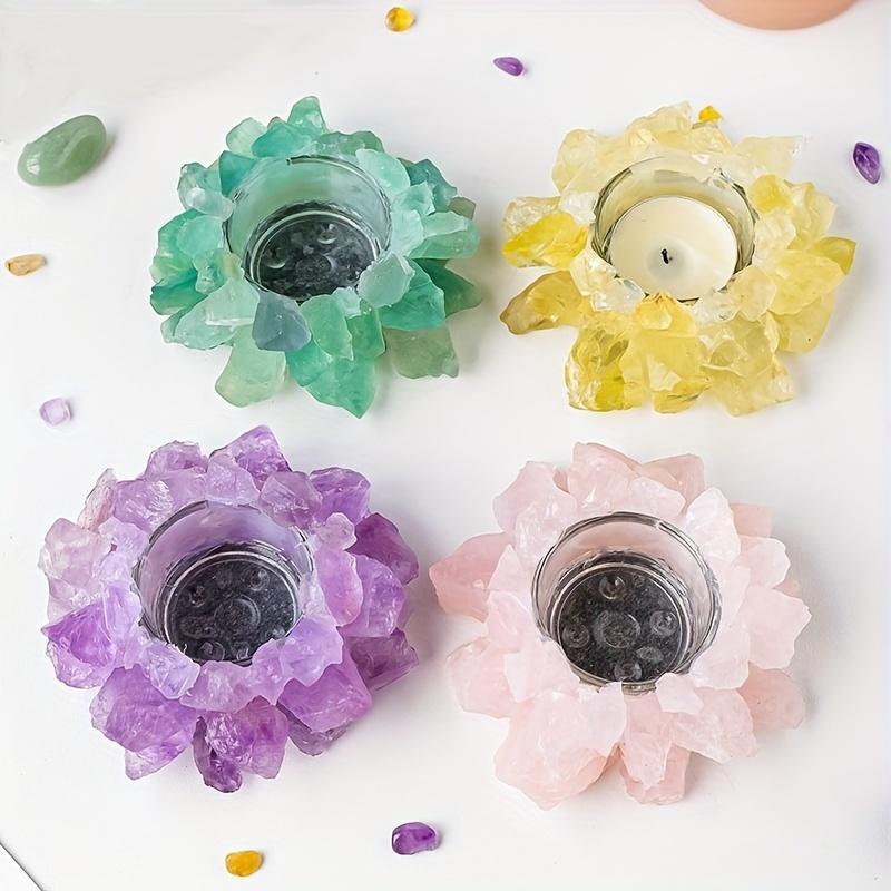 Handmade Lotus Crystal Aromatherapy Set - Candle Holder and Diffuser Bowl Infused with Natural Crystals | Unique Birthday Gift, Suitable for Him and Her, Perfect for Halloween, Christmas, Thanksgiving, and Other Holiday Decorations