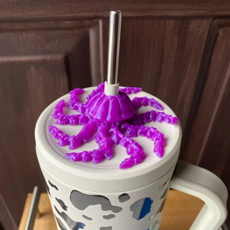 Jellyfish Articulated Straw Toppers and Charms for Stanley Tumbers & 9.5mm Straws with Durable PLA Design - Stylish, Beverage