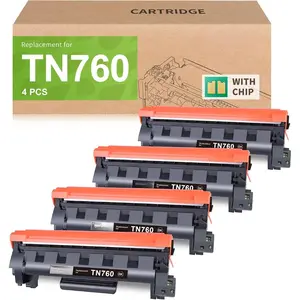 TN760 4-Pack High Yield Black    for   TN-730 TN-760 Compatible with MFC-L2710DW L2750DW HL-L2395DW L2370DW L2390DW DCP-L2550DW for Daily Business Use