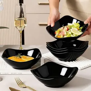 Reusable Square Serving Lightweight Bowls Set of 6, Perfect for Dinner, Oatmeal, Salad, Soup, Home Kitchen Use, Picnic and Camping, Salad Bowl, Dinnerware Sets, Tableware