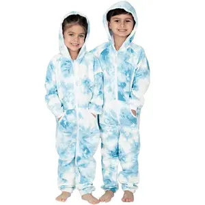 Joggies - TieDye Blue Footless Hoodie One Piece One Piece - Toddler - Large (Fits 3'4 - 3'6")