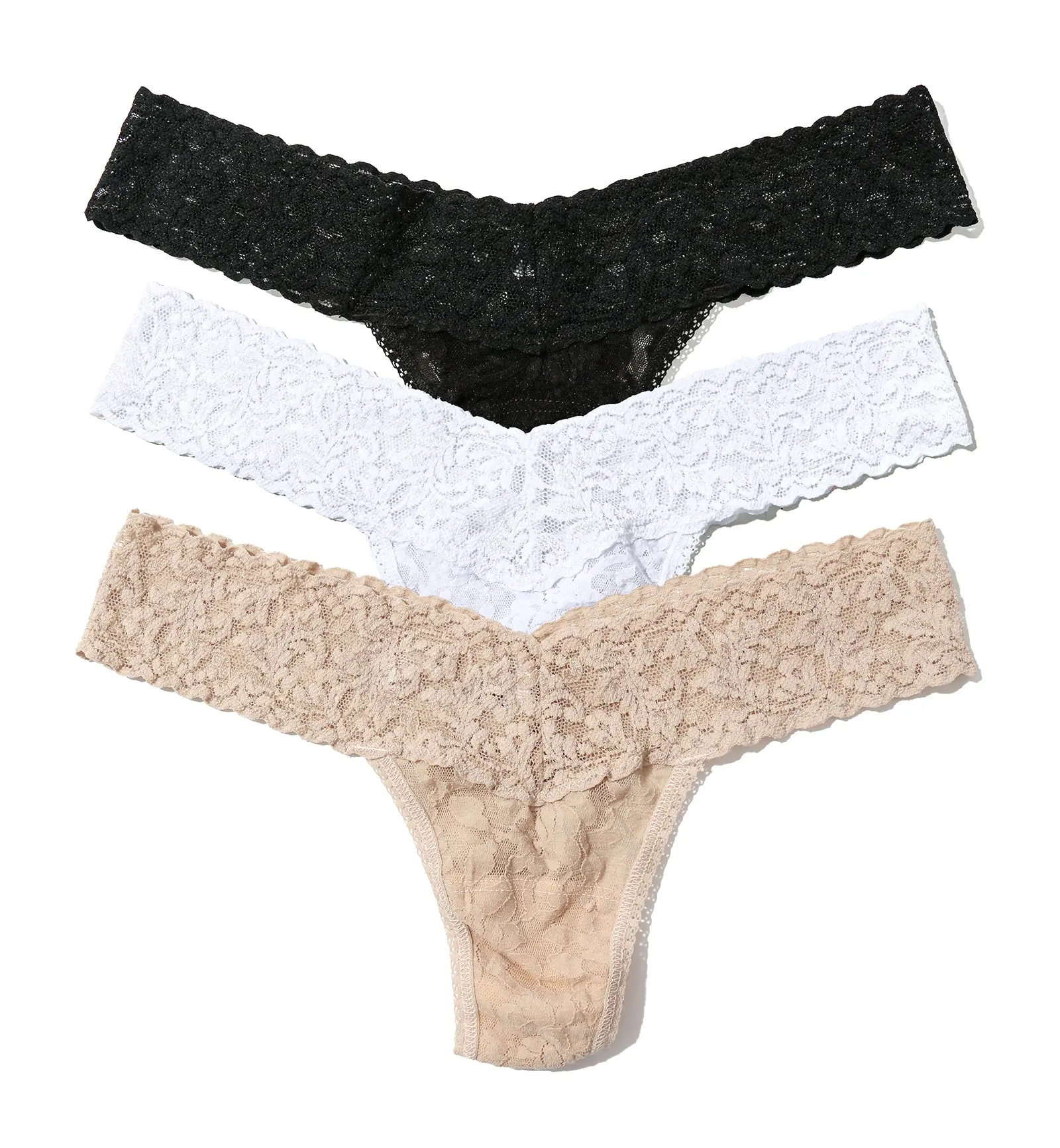 Hanky Panky 3-PACK Signature Lace Low Rise Thong (49113PK) - Black/Chai/White