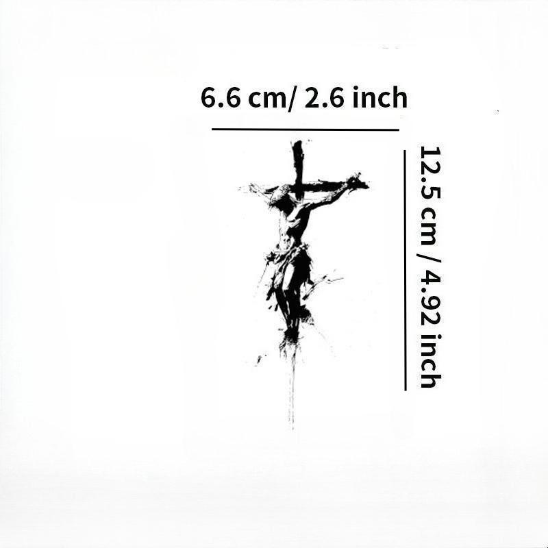 1pcs Jesus Cross Herbal Juice Tattoo Sticker Dark Retro Arm Temporary Tattoo Waterproof Durable Fake Tattoo Men and Women Halloween Party Gift Y2K