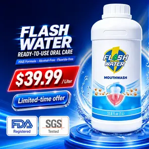 FLASHWATER Alcohol Free Mouthwash with HAS Factor - Anti-Biofilm Formula for Long-Lasting Fresh Breath Gentle Daily Oral Care for Adults & Kids 6+ FDA Compliant 33.8 Fl Oz
