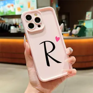 Pink Letter R TPU Case for iPhone 17 Pro Max 16 16e 15 14 Plus 13 12 Mini 11 Air X XS Pattern Soft TPU Rubber Camera Protection Rugged Mobile Phone Cover Gift 2D printing