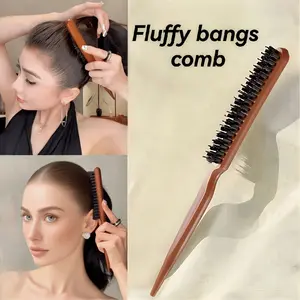 Three-Row Boar Bristle Tail Comb, Artificial Bristle and Synthetic Brush Bristles, Scalp Massage and Hairstyle Design Tool, Suitable for All Hair Types