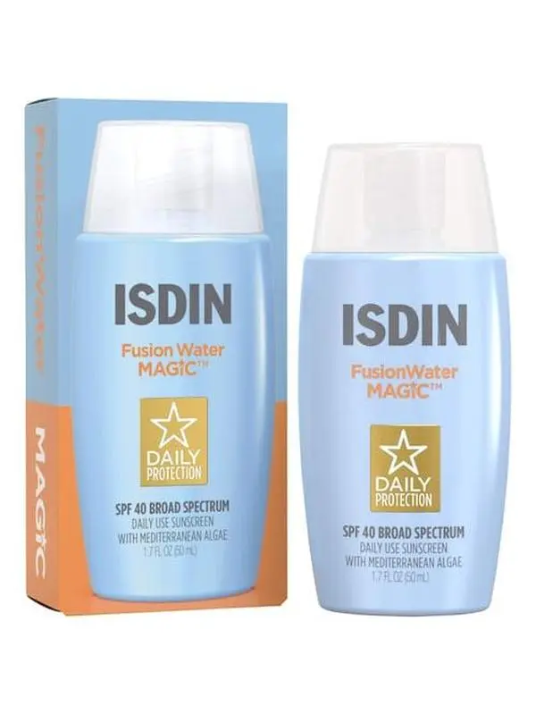 ISDIN  Fusion Water Magic SPF 40 Sunscreen with Hyaluronic Acid and Vitamin E moist uriza lip bal heavy clear