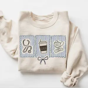 [Ship From US] PRINTED Nurse Sweatshirt, Registered Nurse Sweater, Nursing Student Crewneck, Coquette Sweater, Gift For Her