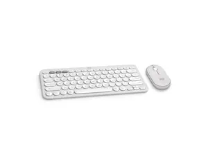Logitech Pebble 2 Combo for Mac, Wireless Keyboard and Mouse, Slim, Quiet and Portable, Customizable, Bluetooth Mouse and Keyboard, Easy-Switch, for macOS, iPadOS - Tonal White