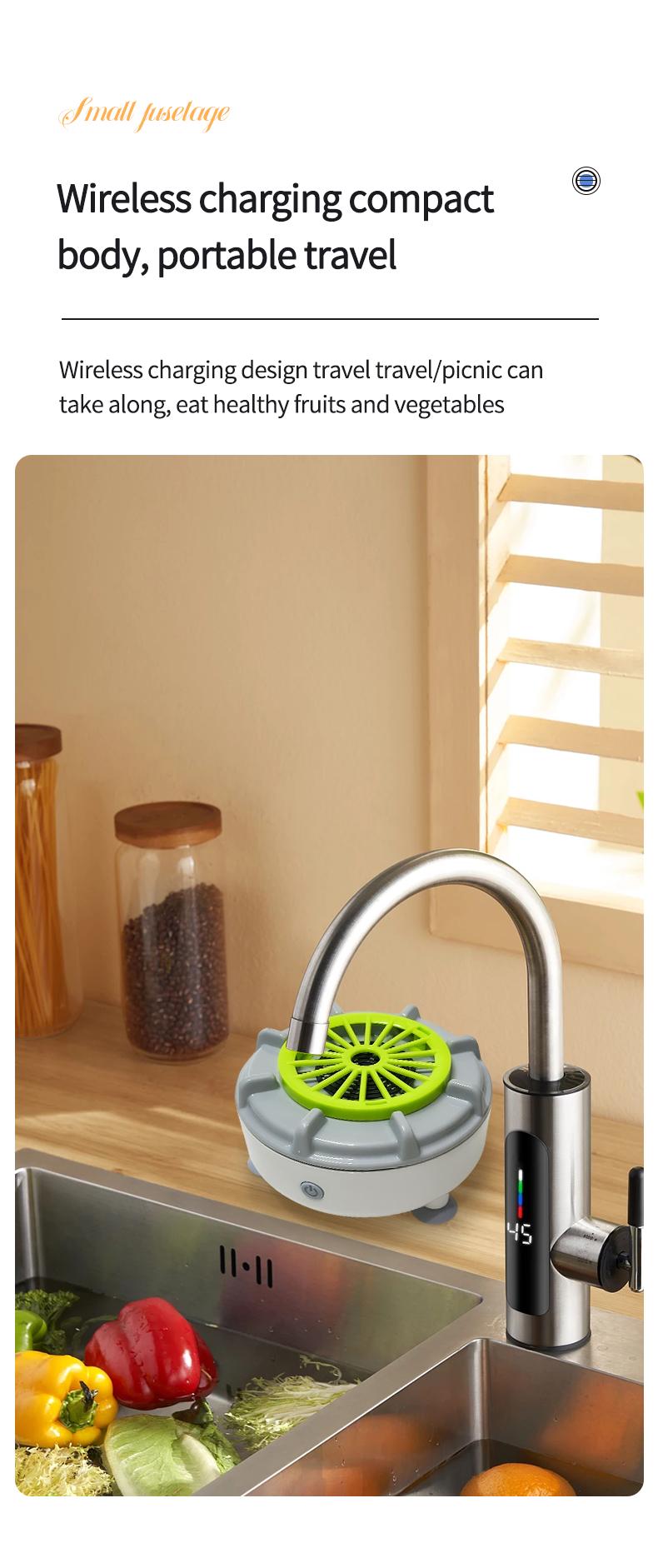 Fruit and Vegetable Cleaning Machine, Rotatable Fruit and Vegetable Purifier, USB Wireless Food Purifier, Vegetable and Fruit Cleaner Device with Water Rotator and OH ion Purification Technology for Fruits, Meat