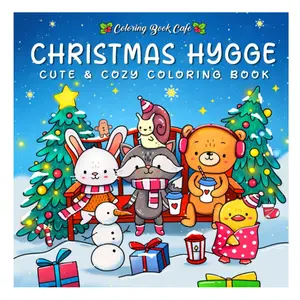 Christmas Hygge: Cute and Cozy Coloring Book for Adults & Teens Featuring Cheerful Holiday Scenes with Adorable Animals Characters