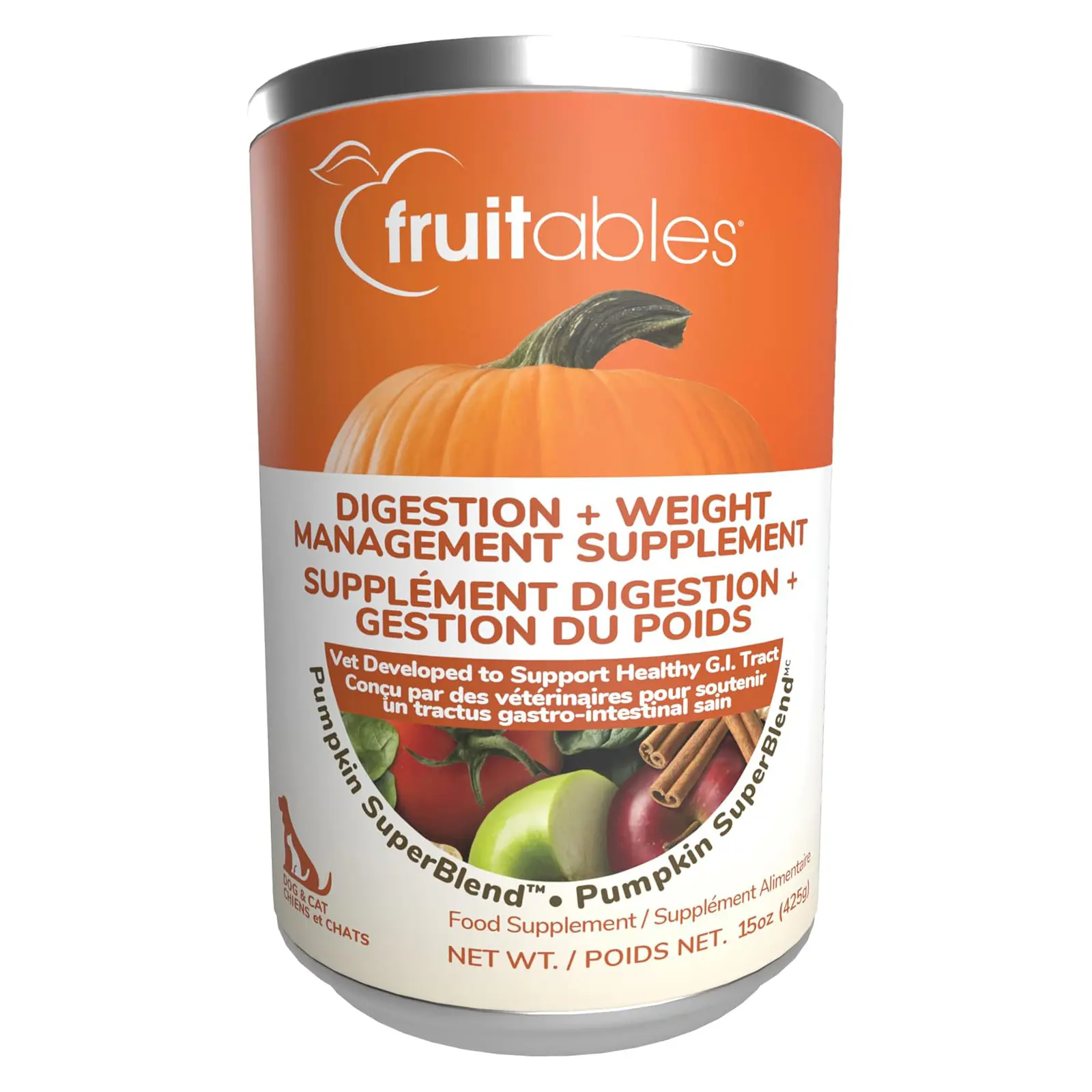 Fruitables Pumpkin Digestive Supplement, Fiber Supplement for Dogs, 15oz Pumpkin Puree for Dogs, Dog Food Topper, Pumpkin Food Topper, Digestive Health, Fiber Supplement, Superfoods, Pet Nutrition