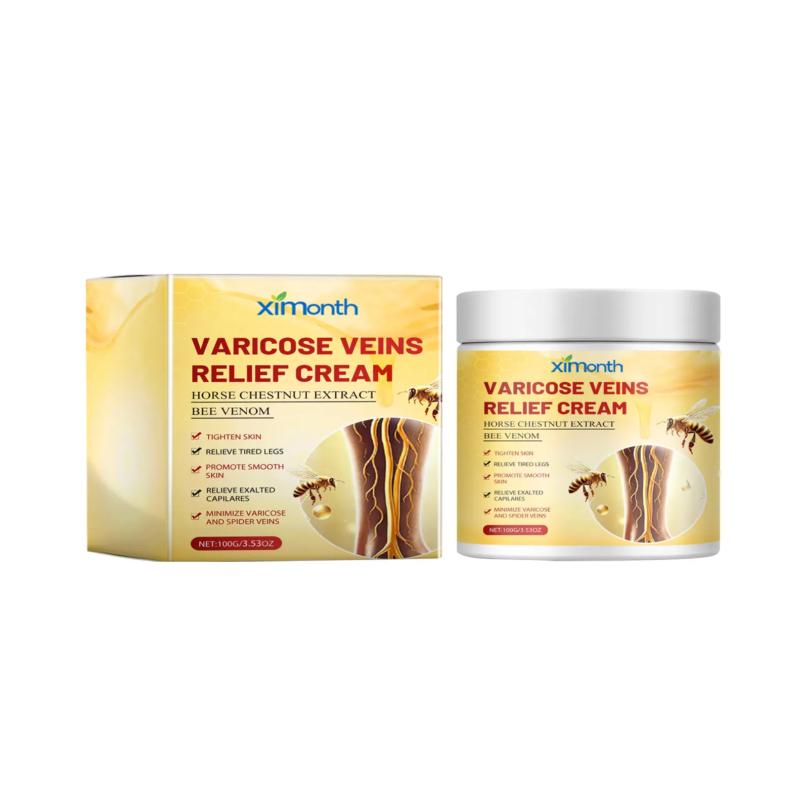Ximonth Vein Care Cream Soothes Leg Fatigue, Improves Vein Circulation, Plant Extract Emulsion