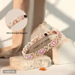 Elarae Energy magnet bracelet, eco-friendly alloy with diamonds, adjustable ladies' wristband，Valentine's Day gift, Christmas gift