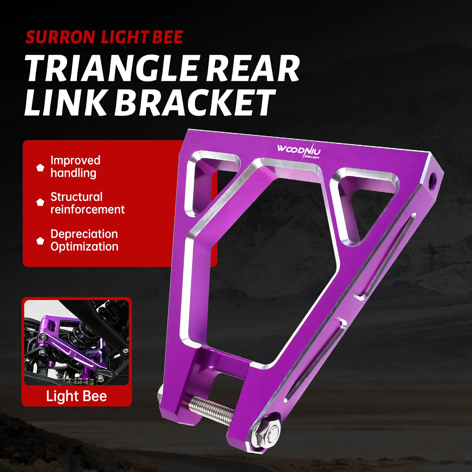 Reinforced Aluminum Triangle Rear Link Bracket for Surron Light Bee X S, Segway X160 X260 Electric Dirt Bikes – Rear Shock Absorbing Suspension Part, Fits X Series, Exquisite Appearance, Motorcycle Frame & Fitting Accessory, For Segway X160 X260