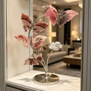 Rhodochrosite Butterfly Crystal Decor
