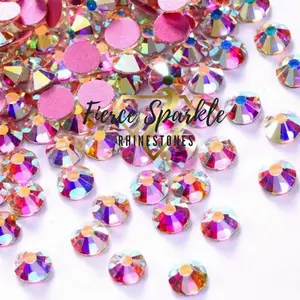 Glitz: Crystal AB Glass Rhinestones (PINK BACKING)