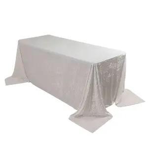 Premium Crushed Velvet 90"x132" Rectangle Tablecloth White - Reusable Soft & Graceful Seamless Table Cover