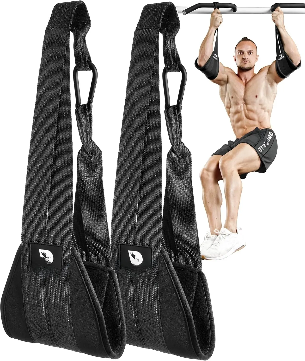 Hanging Ab Straps for Pull Up Bar & Core Strength  - Soft Padded Exercise Straps for Ab Swing &  Raises, Hang Bar Strap with 2 Steel Carabiners - Abs Equipment for Home & Gym