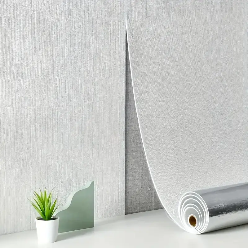Self-Adhesive Vinyl Decorative Wallpaper Roll, Noise-Canceling Geometric Texture & Stripe Design, Bedroom TV Background Interior Walls, Moisture-Resistant
